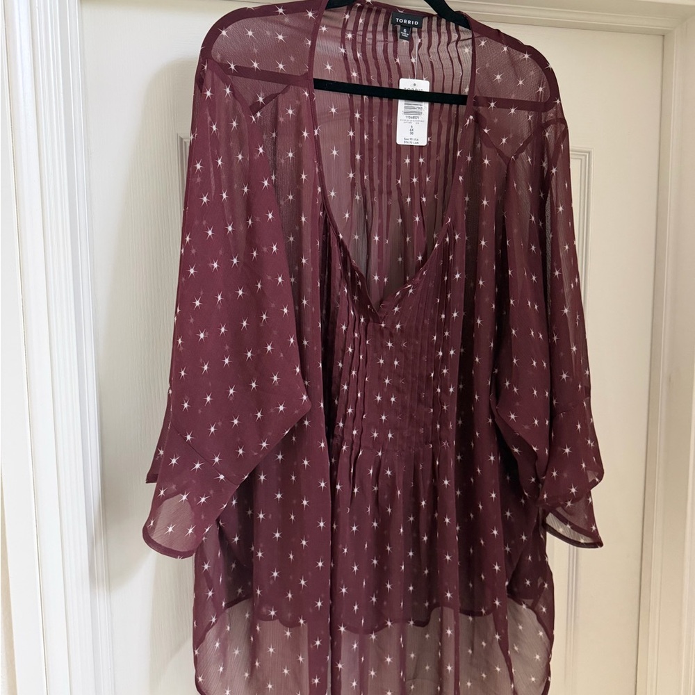 Torrid Burgundy Sheer Star Blouse